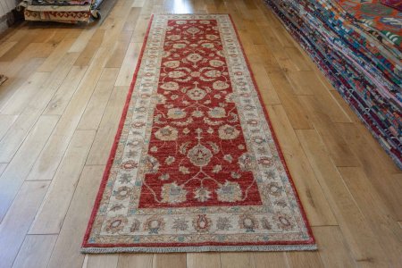 Hand-Knotted Ziegler Runner From Afghanistan