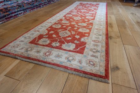 Hand-Knotted Ziegler Runner From Afghanistan