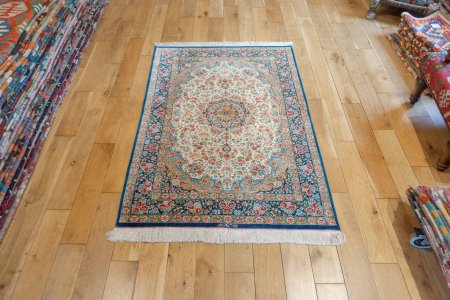 Hand-Knotted Qum Rug From Iran (Persian)