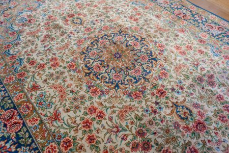 Hand-Knotted Qum Rug From Iran (Persian)