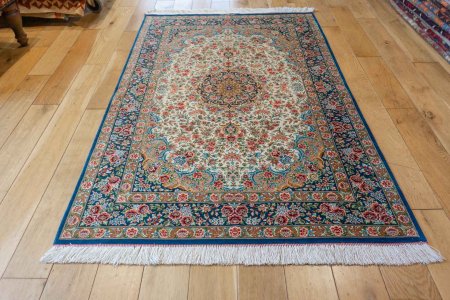 Hand-Knotted Qum Rug From Iran (Persian)