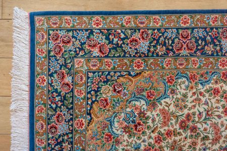 Hand-Knotted Qum Rug From Iran (Persian)