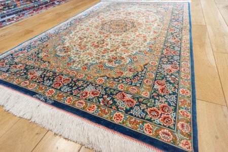 Hand-Knotted Qum Rug From Iran (Persian)