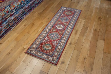 Hand-Knotted Kazak Runner From Afghanistan