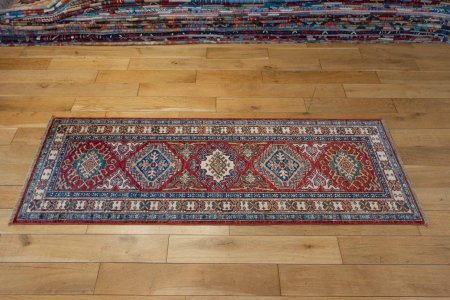 Hand-Knotted Kazak Runner From Afghanistan