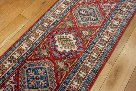 Hand-Knotted Kazak Runner From Afghanistan