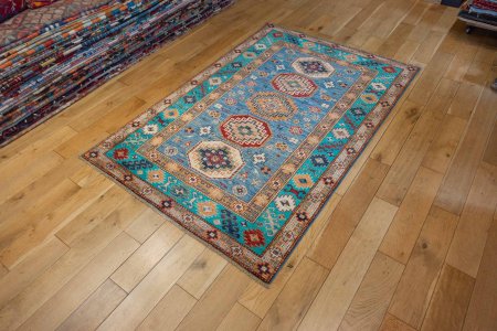 Hand-Knotted Kazak Rug From Afghanistan