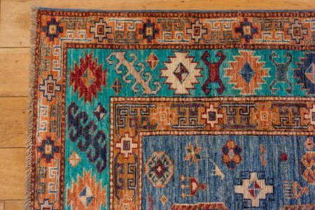 Hand-Knotted Kazak Rug From Afghanistan