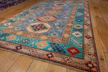 Hand-Knotted Kazak Rug From Afghanistan