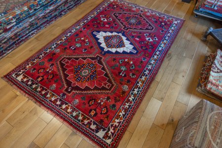 Hand-Knotted Shiraz Rug From Iran (Persian)