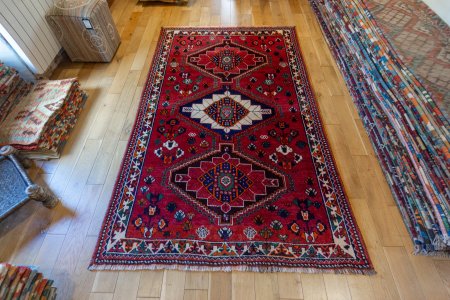 Hand-Knotted Shiraz Rug From Iran (Persian)