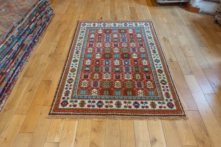 Hand-Knotted Indo Kazak Rug From India