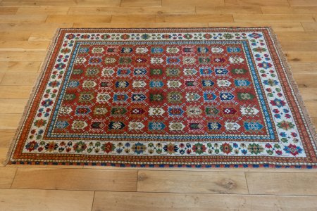 Hand-Knotted Indo Kazak Rug From India