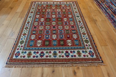 Hand-Knotted Indo Kazak Rug From India