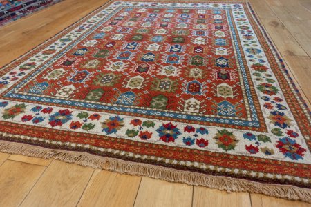 Hand-Knotted Indo Kazak Rug From India