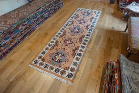Hand-Knotted Indo Kazak Runner From India