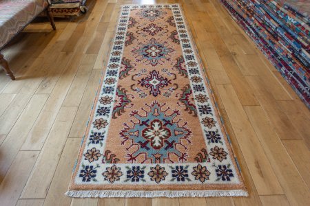 Hand-Knotted Indo Kazak Runner From India