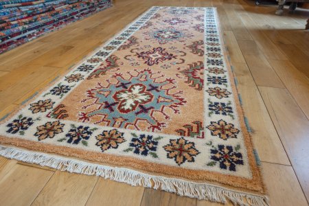 Hand-Knotted Indo Kazak Runner From India
