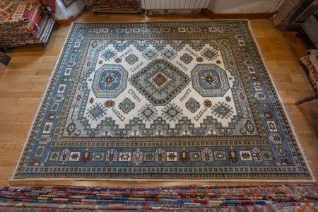 Hand-Knotted Indo Kazak Rug From India