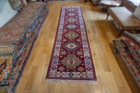 Hand-Knotted Indo Kazak Runner From India