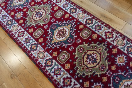 Hand-Knotted Indo Kazak Runner From India