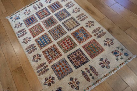 Hand-Knotted Afghan Bahtiar  Rug From Afghanistan