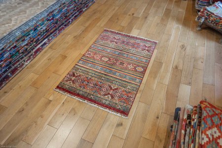 Hand-Knotted Khorjin Rug From Afghanistan