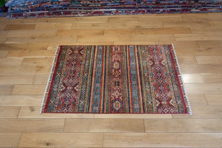 Hand-Knotted Khorjin Rug From Afghanistan