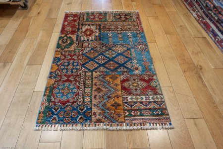 Hand-Knotted Khorjin Rug From Afghanistan