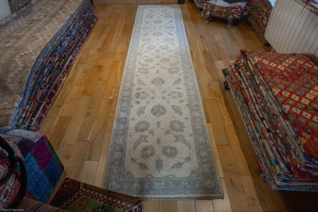 Hand-Knotted Ziegler Runner From Afghanistan