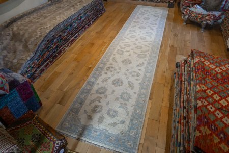 Hand-Knotted Ziegler Runner From Afghanistan