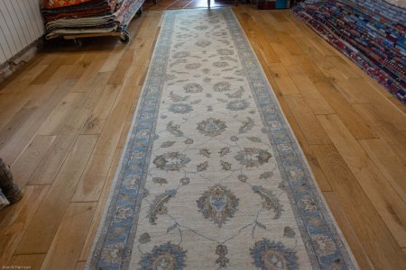 Hand-Knotted Ziegler Runner From Afghanistan