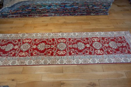 Hand-Knotted Ziegler Runner From Afghanistan