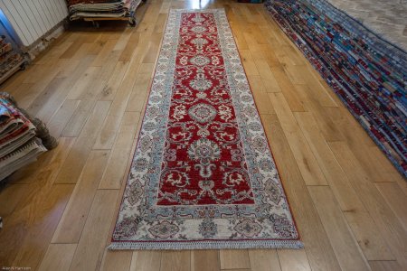 Hand-Knotted Ziegler Runner From Afghanistan