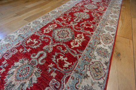Hand-Knotted Ziegler Runner From Afghanistan