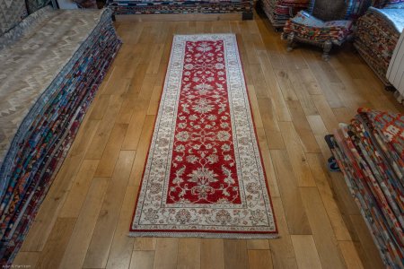 Hand-Knotted Ziegler Runner From Afghanistan