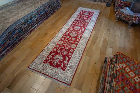 Hand-Knotted Ziegler Runner From Afghanistan