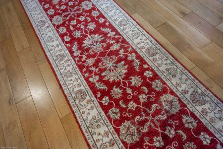 Hand-Knotted Ziegler Runner From Afghanistan