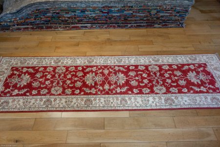 Hand-Knotted Ziegler Runner From Afghanistan