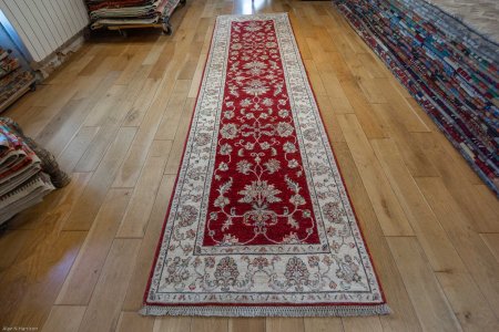 Hand-Knotted Ziegler Runner From Afghanistan