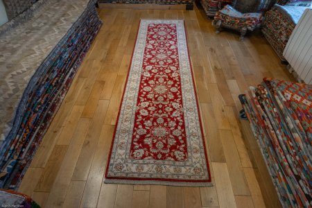 Hand-Knotted Ziegler Runner From Afghanistan