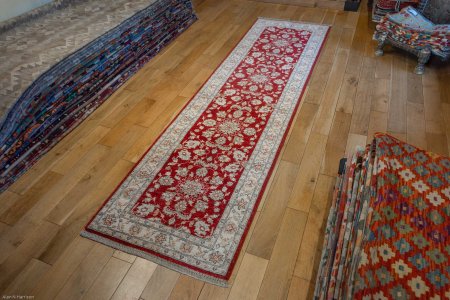 Hand-Knotted Ziegler Runner From Afghanistan