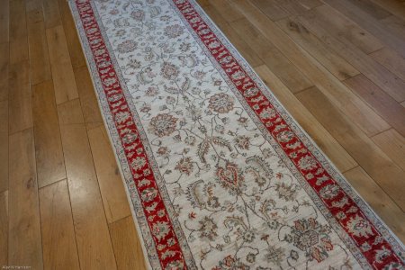 Hand-Knotted Ziegler Runner From Afghanistan
