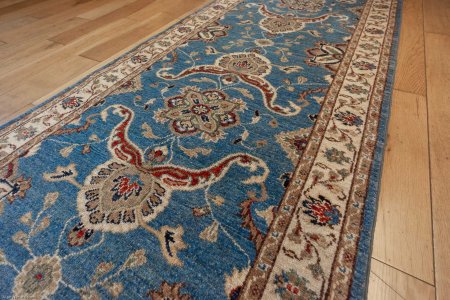 Hand-Knotted Ziegler Runner From Afghanistan