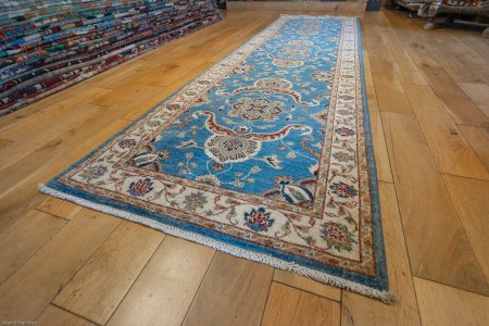 Hand-Knotted Ziegler Runner From Afghanistan