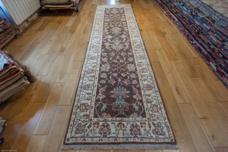 Hand-Knotted Ziegler Runner From Afghanistan