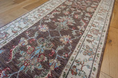 Hand-Knotted Ziegler Runner From Afghanistan