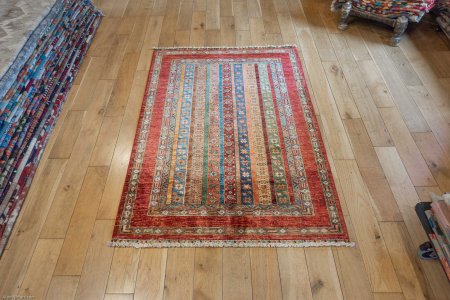 Hand-Knotted Khorjin Rug From Afghanistan