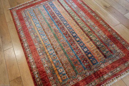 Hand-Knotted Khorjin Rug From Afghanistan