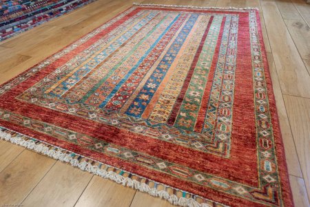 Hand-Knotted Khorjin Rug From Afghanistan